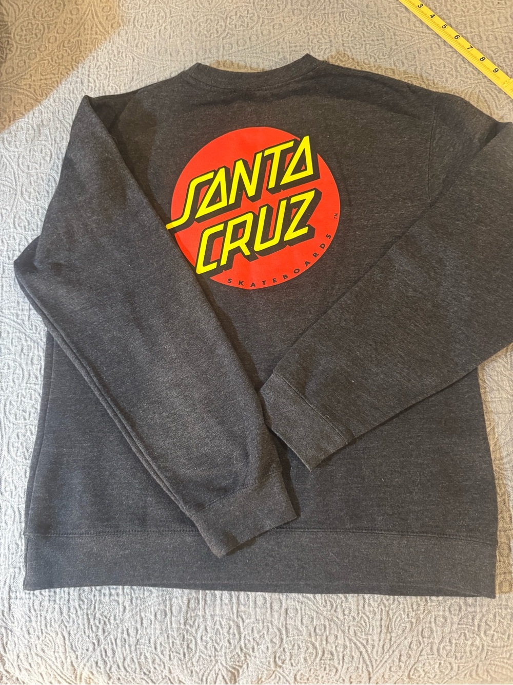 Santa Cruz Skateboards Womens Charcoal Crewneck with Red & Yellow Logo - Picture 3 of 4